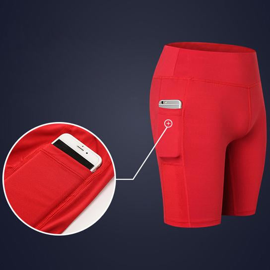 Stretchable Yoga Shorts with Phone Pocket