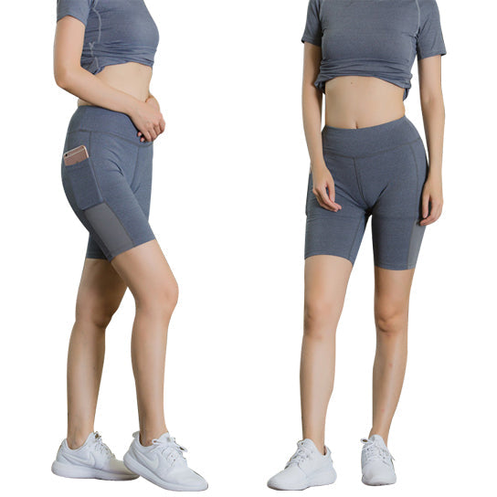 Stretchable Yoga Shorts with Phone Pocket