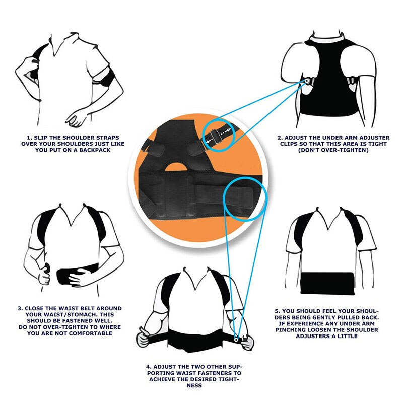 posture Corrector Support Magnetic Back Shoulder Brace Belt Band