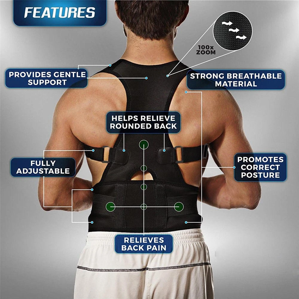 posture Corrector Support Magnetic Back Shoulder Brace Belt Band
