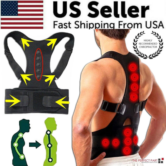 posture Corrector Support Magnetic Back Shoulder Brace Belt Band