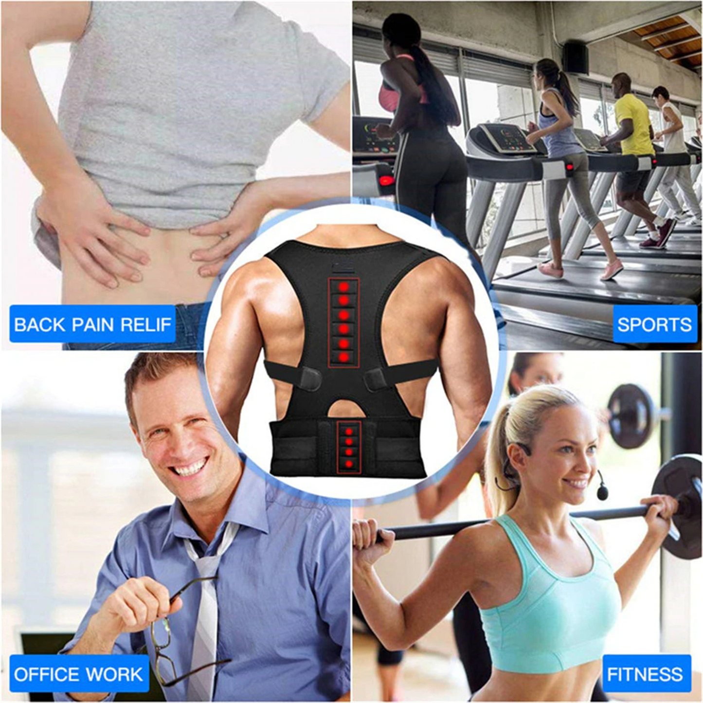 posture Corrector Support Magnetic Back Shoulder Brace Belt Band