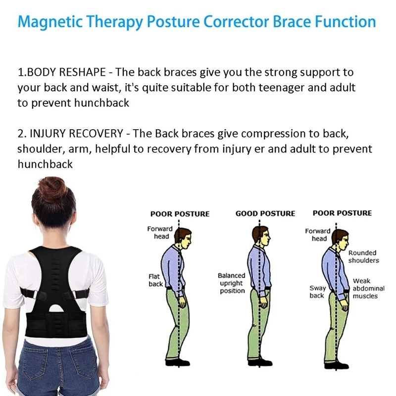 posture Corrector Support Magnetic Back Shoulder Brace Belt Band