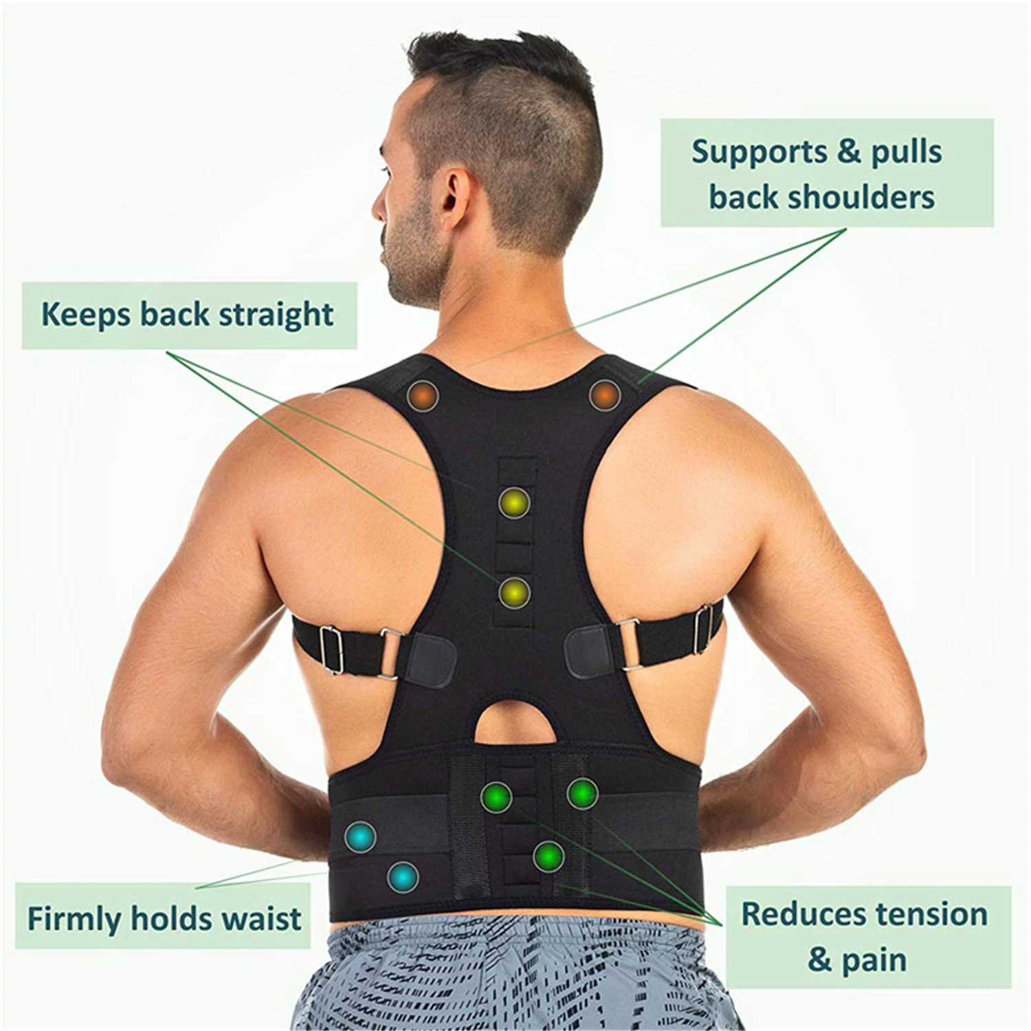 posture Corrector Support Magnetic Back Shoulder Brace Belt Band