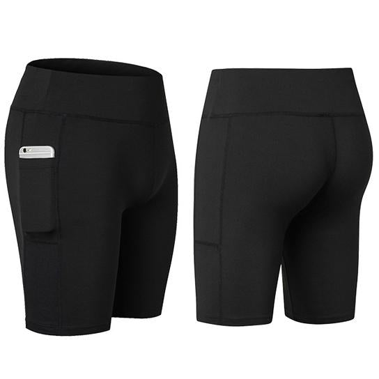 Stretchable Yoga Shorts with Phone Pocket