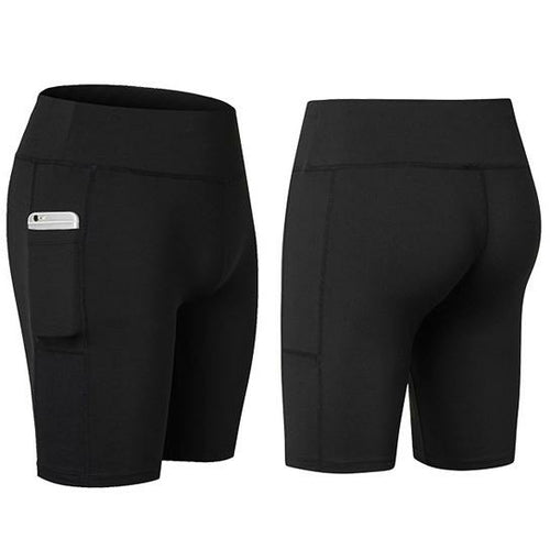 Stretchable Yoga Shorts with Phone Pocket