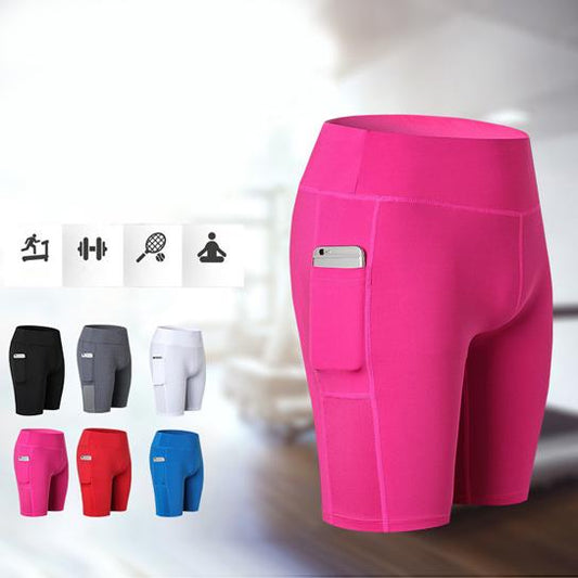 Stretchable Yoga Shorts with Phone Pocket