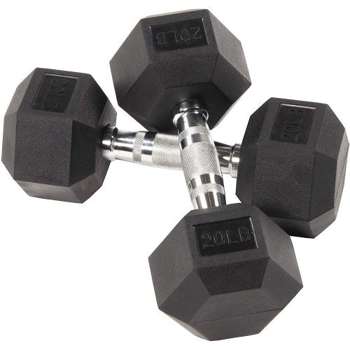 Balance From Rubber Encased Hex Dumbbell set, 20-pound weights for resistance training and balance exercises.