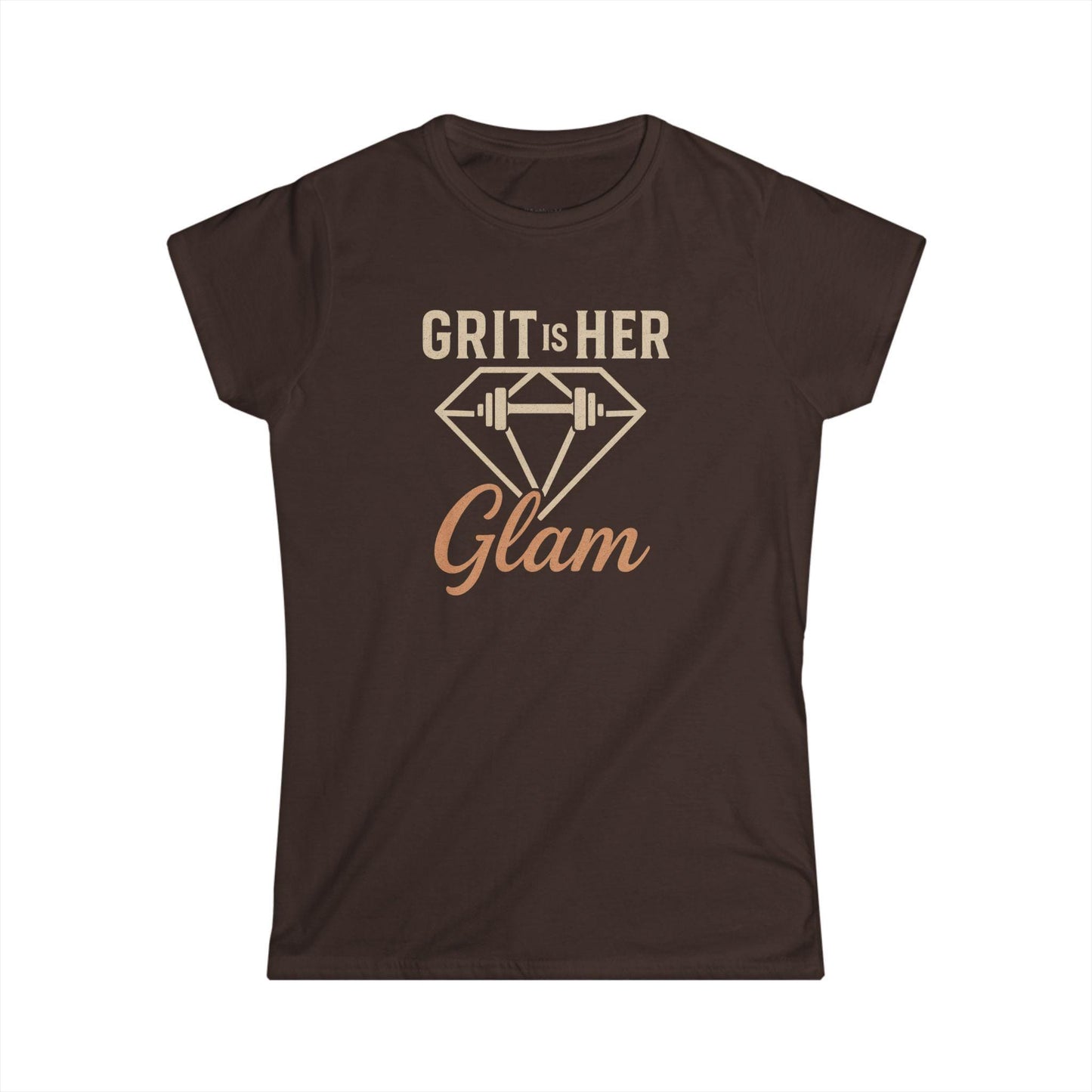 T-Shirt, Strong Woman Barbell Diamond Graphic Tee, Fitness Workout Top, Grit is her glam Shirt, Classy Strong Women's Tee, Gym Apparel,